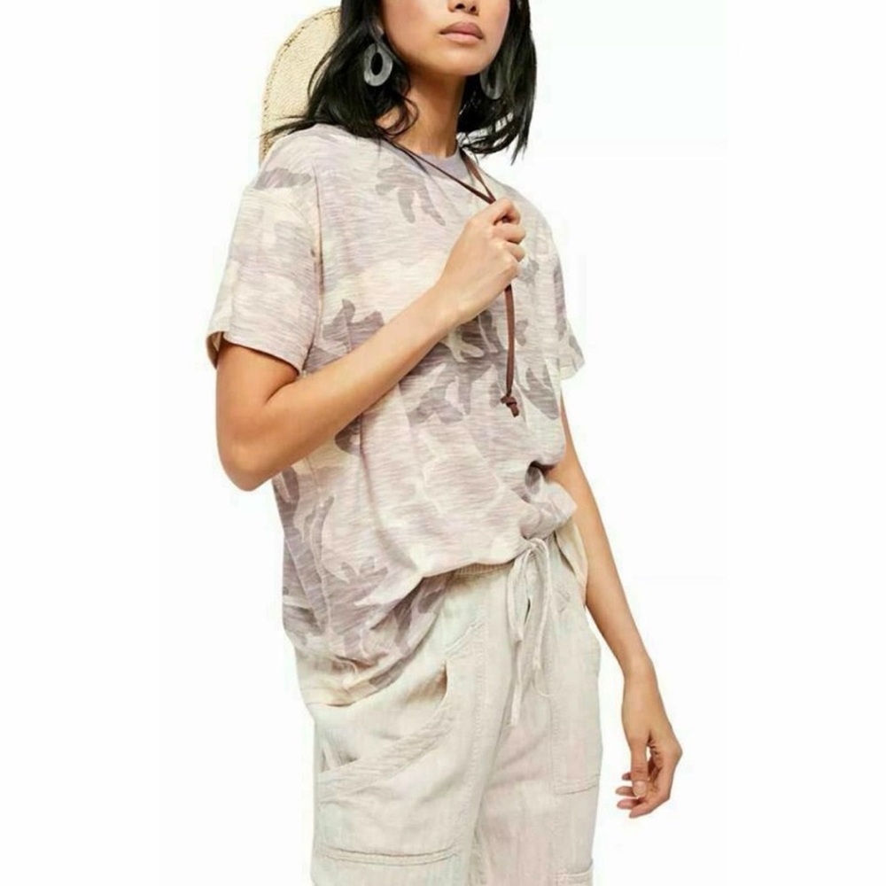 Free People Maybelle Camo-Print
Short Sleeve T-Shirt Top Light Purple
S, $78